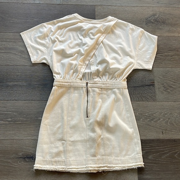 Anthropologie Denim Cream Skirt & Cotton Tee Open Back Two-fer Mini Dress-Size 6 - Picture 7 of 12